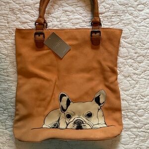 Anthropologie Miss Albright RARE French Bulldog Tote